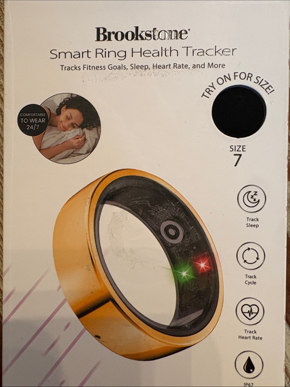 Brookstone Gold Smart Ring Health Tracker